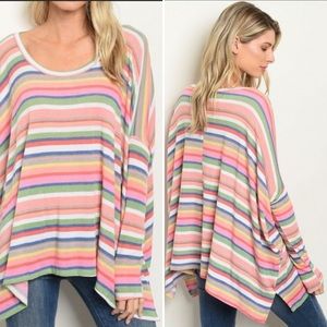 Multi-Striped Long Sleeve Tops